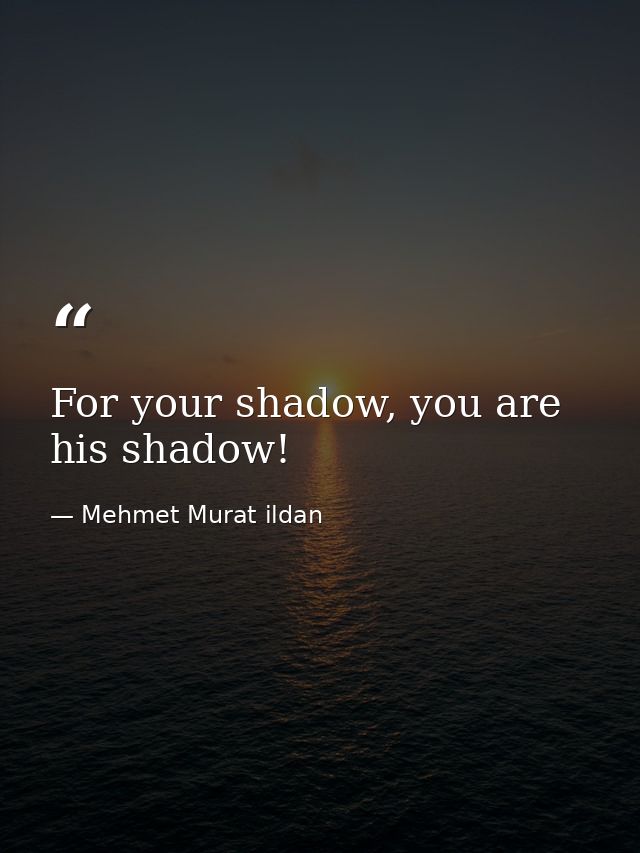 For your shadow, you are his shadow! — Mehmet Murat ildan