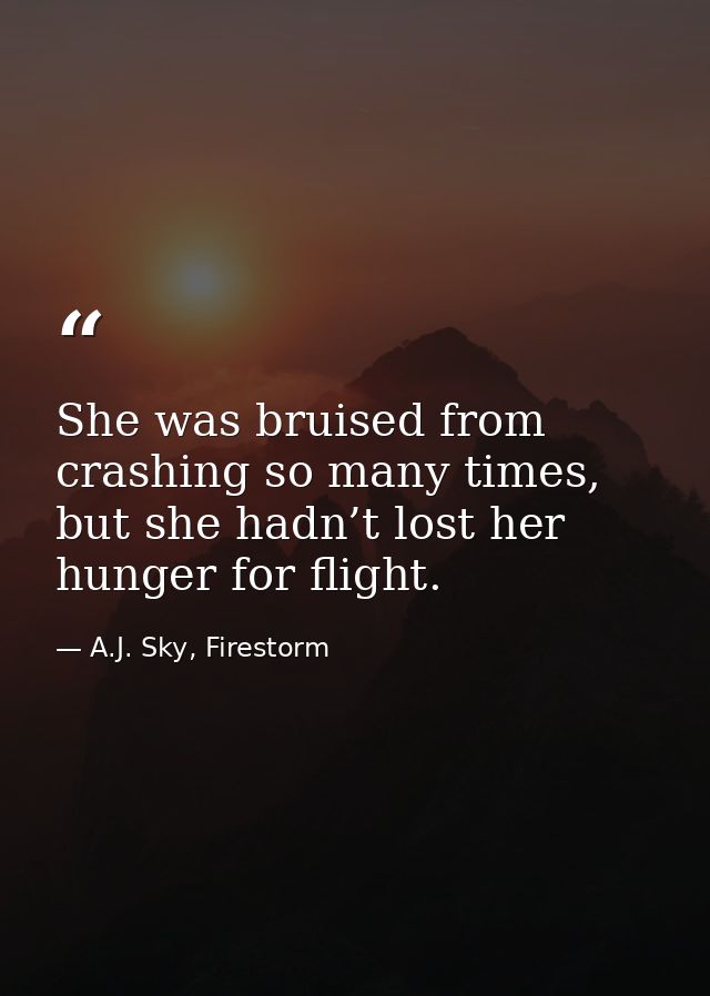 She was bruised from crashing so many times, but she hadn’t lost her hunger for flight. — A.J. Sky, Firestorm