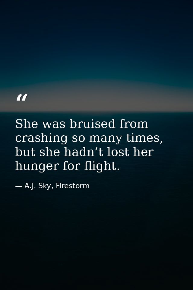 She was bruised from crashing so many times, but she hadn’t lost her hunger for flight. — A.J. Sky, Firestorm