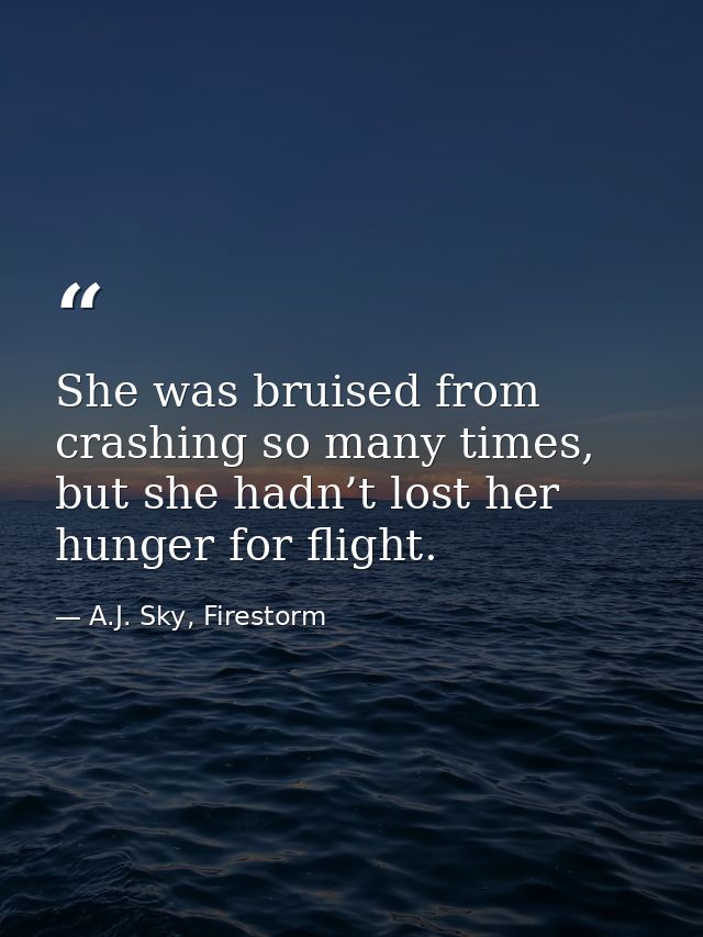 She was bruised from crashing so many times, but she hadn’t lost her hunger for flight. — A.J. Sky, Firestorm