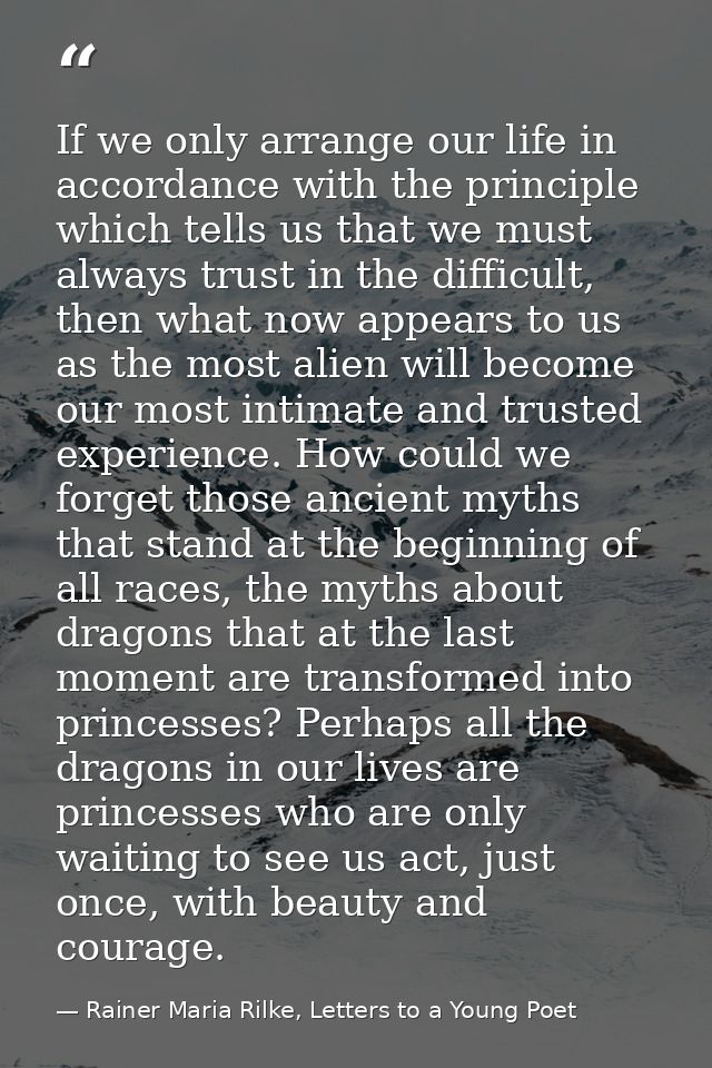 If we only arrange our life in accordance with the principle which tells us that we must always trust in the difficult,  — Rainer Maria Rilke, Letters to a Young Poet