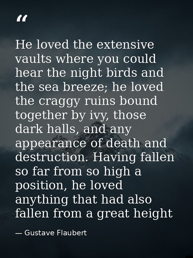 He loved the extensive vaults where you could hear the night birds and the sea breeze; he loved the craggy ruins bound t — Gustave Flaubert