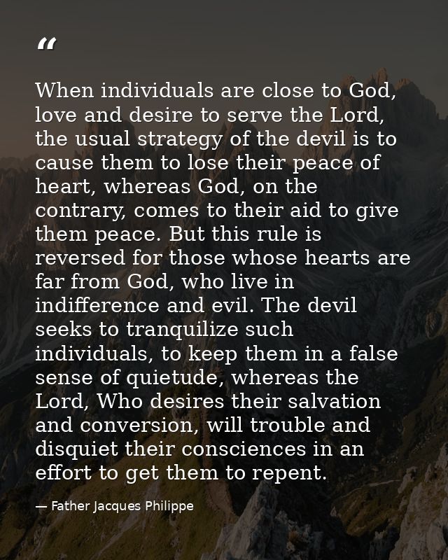 When individuals are close to God, love and desire to serve the Lord, the usual strategy of the devil is to cause them t — Father Jacques Philippe