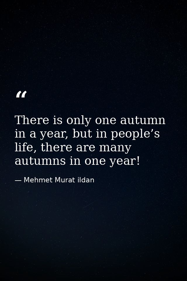 There is only one autumn in a year, but in people’s life, there are many autumns in one year! — Mehmet Murat ildan