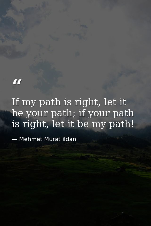If my path is right, let it be your path; if your path is right, let it be my path! — Mehmet Murat ildan