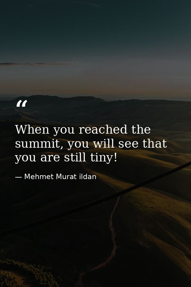 When you reached the summit, you will see that you are still tiny! — Mehmet Murat ildan