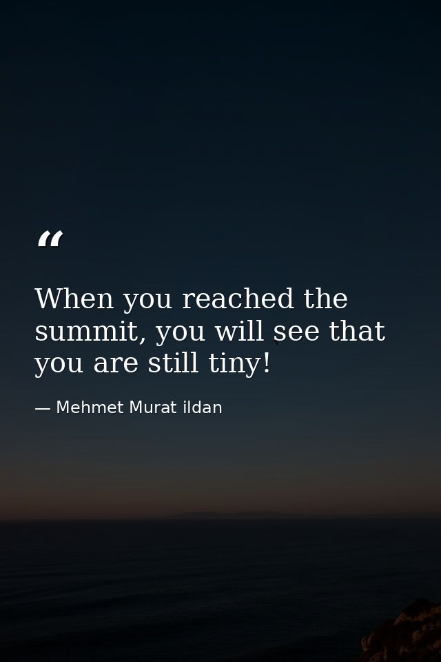 When you reached the summit, you will see that you are still tiny! — Mehmet Murat ildan