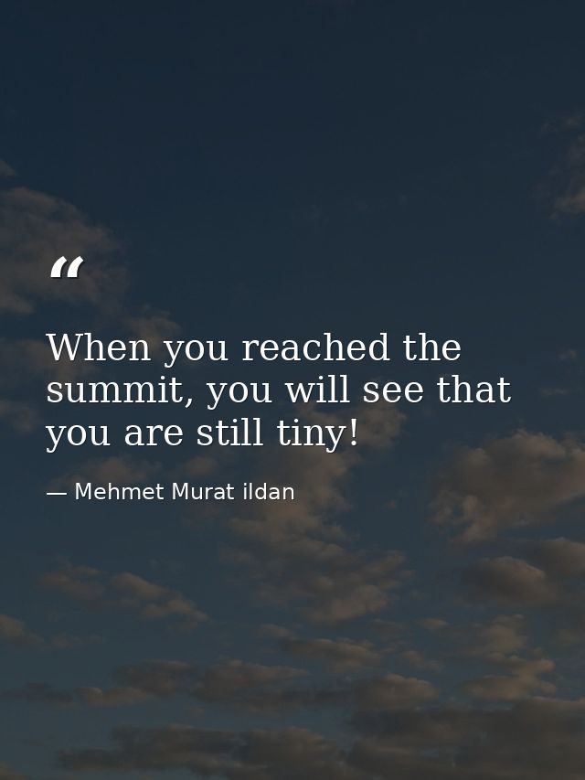 When you reached the summit, you will see that you are still tiny! — Mehmet Murat ildan