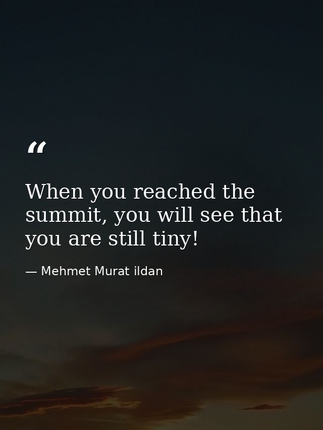When you reached the summit, you will see that you are still tiny! — Mehmet Murat ildan
