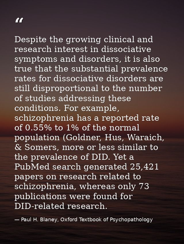Despite the growing clinical and research interest in dissociative symptoms and disorders, it is also true that the subs — Paul H. Blaney, Oxford Textbook of Psychopathology
