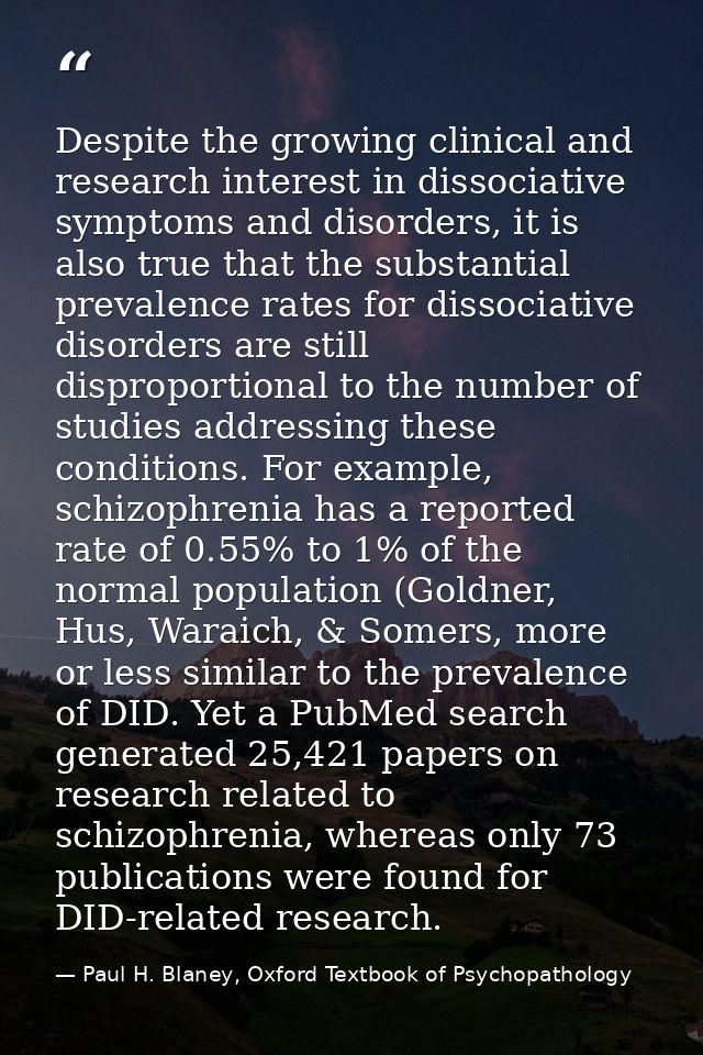 Despite the growing clinical and research interest in dissociative symptoms and disorders, it is also true that the subs — Paul H. Blaney, Oxford Textbook of Psychopathology