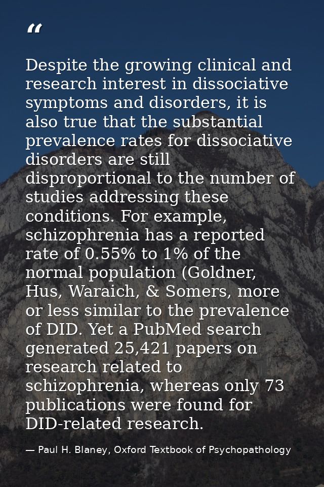 Despite the growing clinical and research interest in dissociative symptoms and disorders, it is also true that the subs — Paul H. Blaney, Oxford Textbook of Psychopathology
