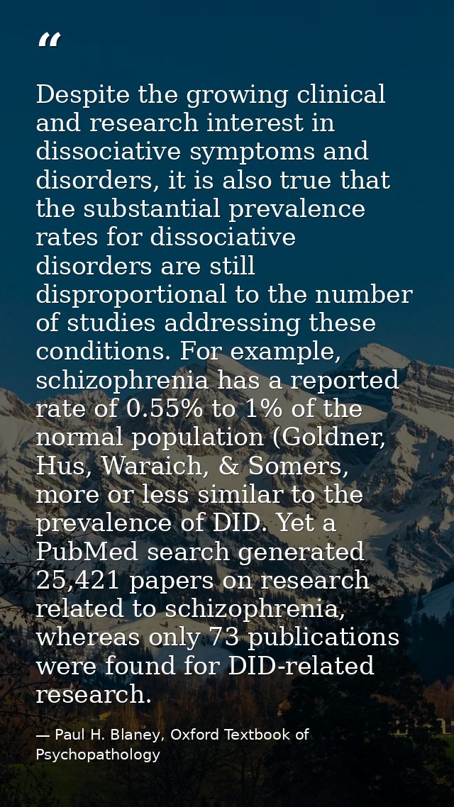 Despite the growing clinical and research interest in dissociative symptoms and disorders, it is also true that the subs — Paul H. Blaney, Oxford Textbook of Psychopathology