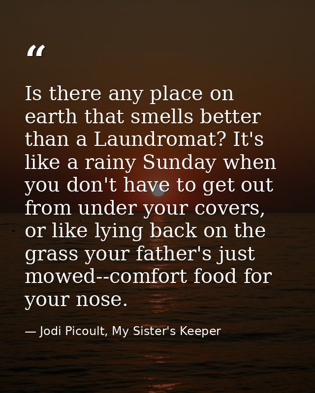 Is there any place on earth that smells better than a Laundromat? It's like a rainy Sunday when you don't have to get ou — Jodi Picoult, My Sister's Keeper
