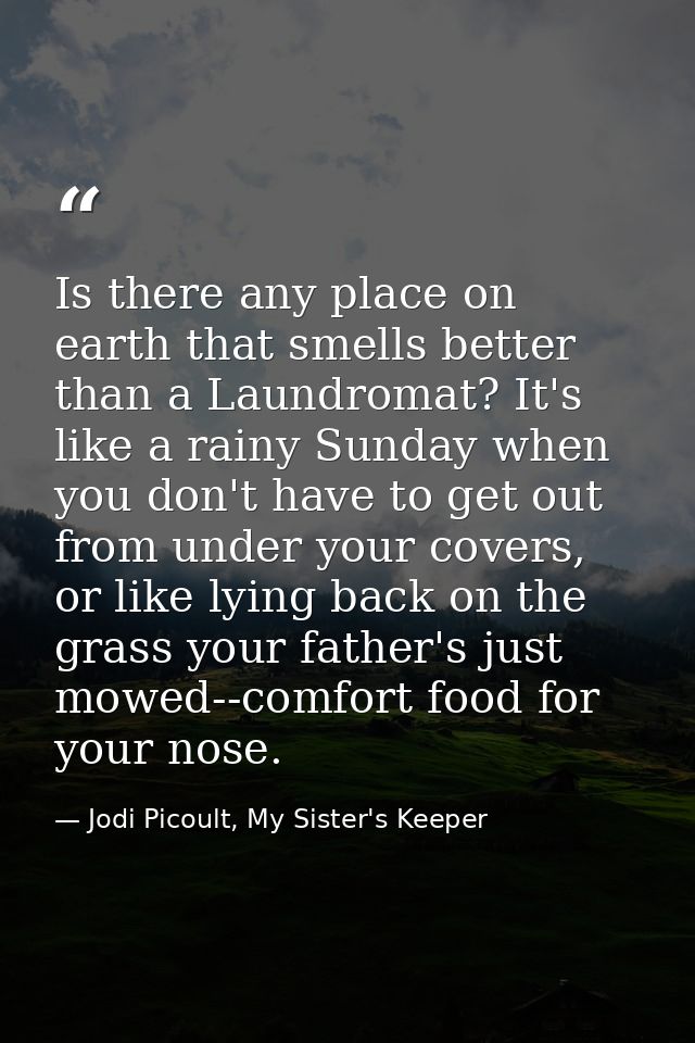 Is there any place on earth that smells better than a Laundromat? It's like a rainy Sunday when you don't have to get ou — Jodi Picoult, My Sister's Keeper