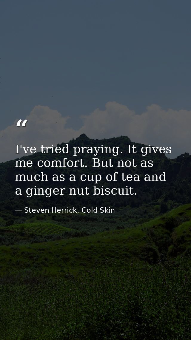 I've tried praying. It gives me comfort. But not as much as a cup of tea and a ginger nut biscuit. — Steven Herrick, Cold Skin