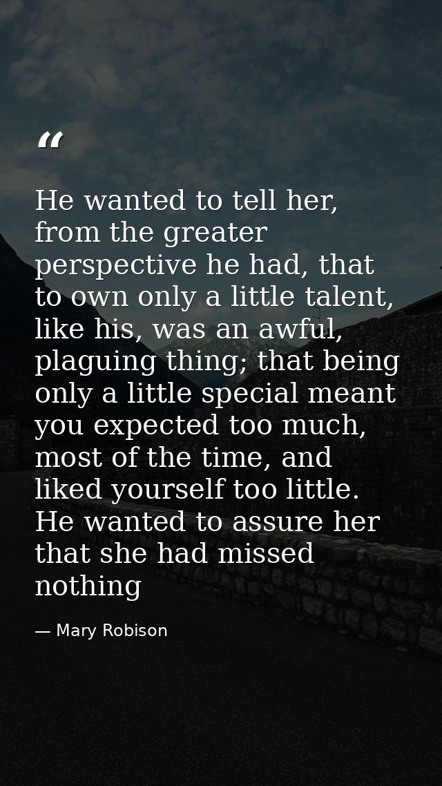 He wanted to tell her, from the greater perspective he had, that to own only a little talent, like his, was an awful, pl — Mary Robison