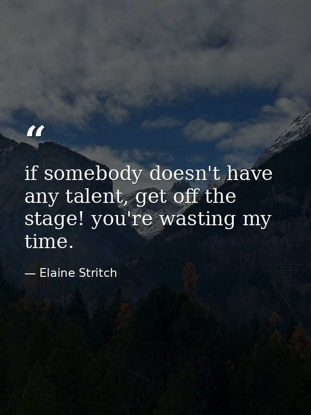 if somebody doesn't have any talent, get off the stage! you're wasting my time. — Elaine Stritch
