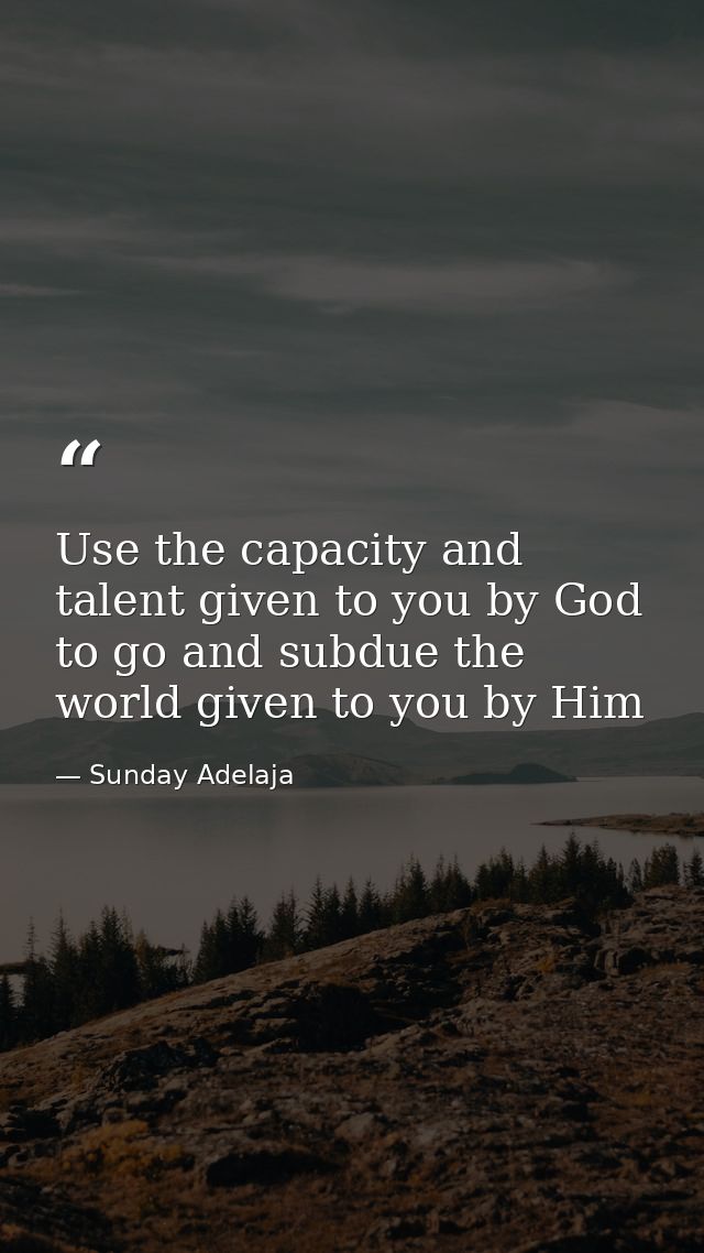 Use the capacity and talent given to you by God to go and subdue the world given to you by Him — Sunday Adelaja