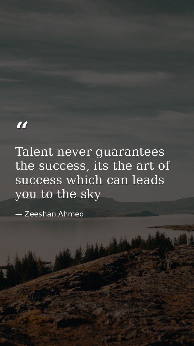 Talent never guarantees the success, its the art of success which can leads you to the sky — Zeeshan Ahmed