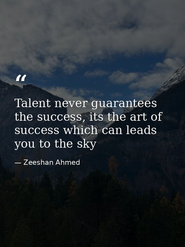 Talent never guarantees the success, its the art of success which can leads you to the sky — Zeeshan Ahmed