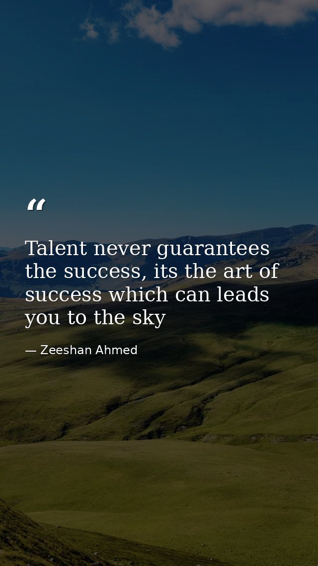 Talent never guarantees the success, its the art of success which can leads you to the sky — Zeeshan Ahmed