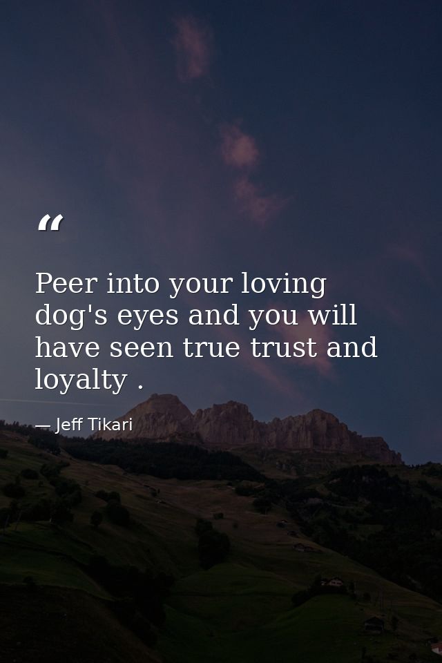 Peer into your loving dog's eyes and you will have seen true trust and loyalty . — Jeff Tikari