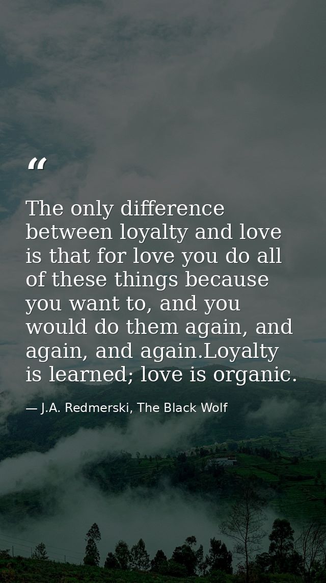 The only difference between loyalty and love is that for love you do all of these things because you want to, and you wo — J.A. Redmerski, The Black Wolf