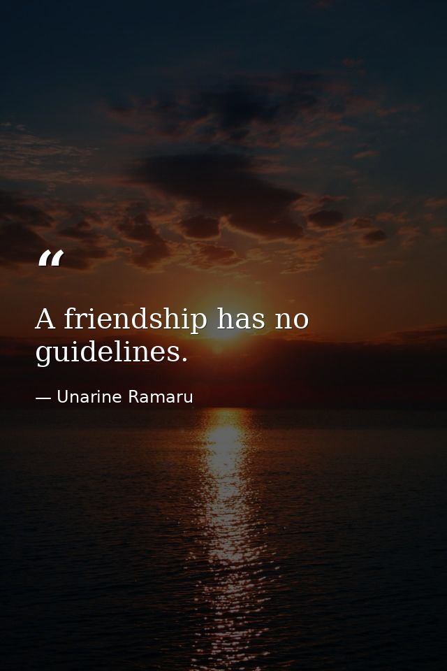 A friendship has no guidelines. — Unarine Ramaru