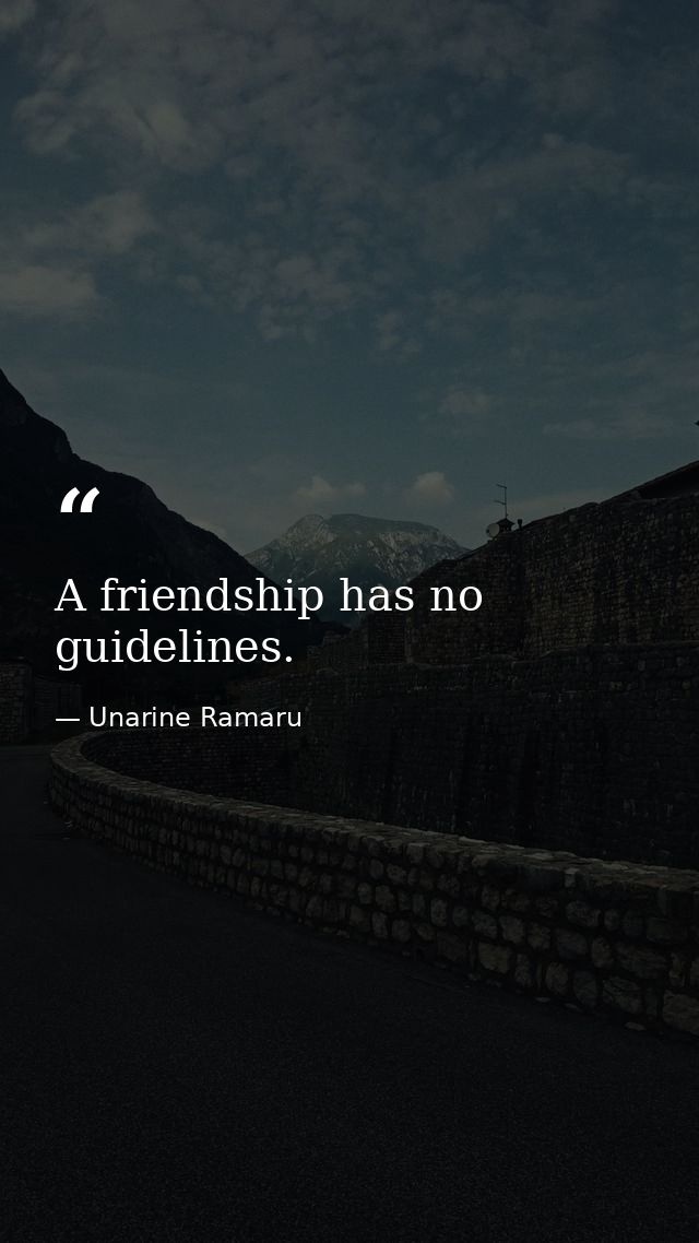 A friendship has no guidelines. — Unarine Ramaru