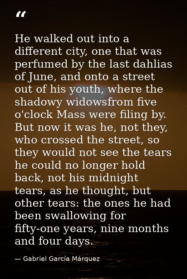 He walked out into a different city, one that was perfumed by the last dahlias of June, and onto a street out of his you — Gabriel García Márquez