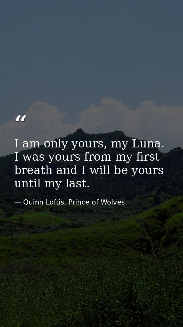 I am only yours, my Luna. I was yours from my first breath and I will be yours until my last. — Quinn Loftis, Prince of Wolves