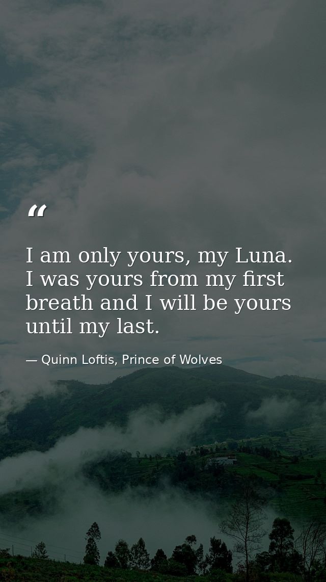 I am only yours, my Luna. I was yours from my first breath and I will be yours until my last. — Quinn Loftis, Prince of Wolves