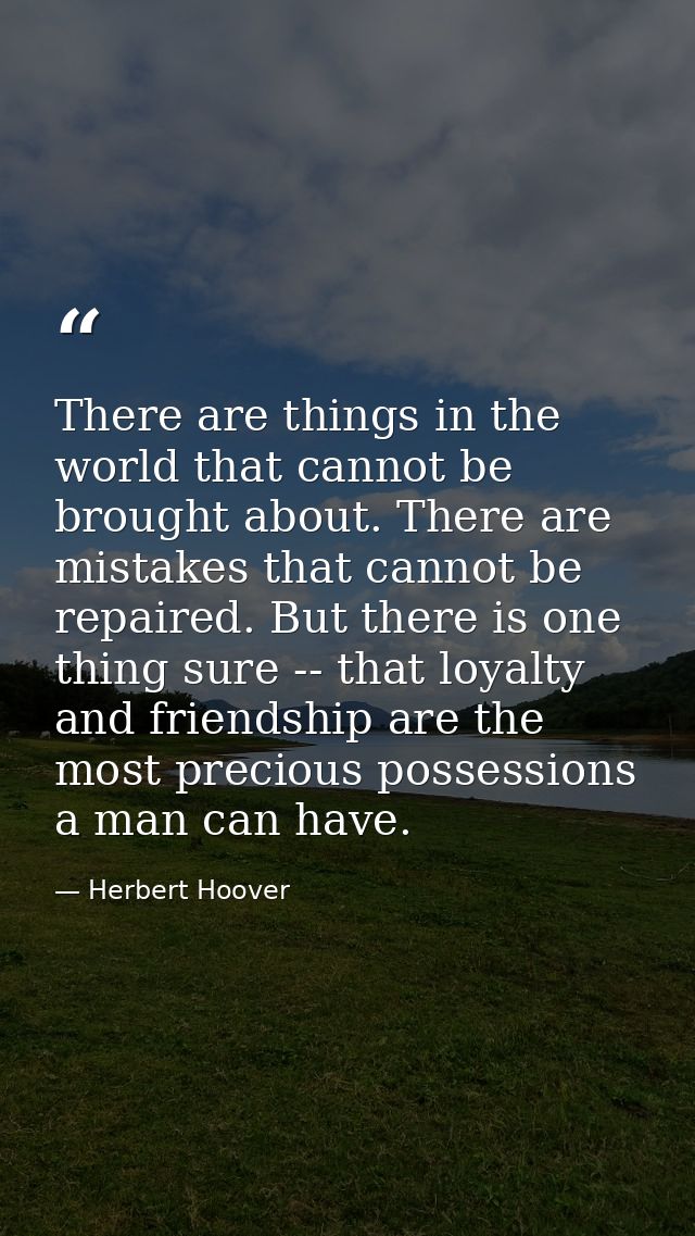 There are things in the world that cannot be brought about. There are mistakes that cannot be repaired. But there is one — Herbert Hoover