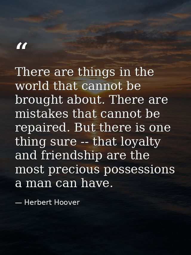 There are things in the world that cannot be brought about. There are mistakes that cannot be repaired. But there is one — Herbert Hoover
