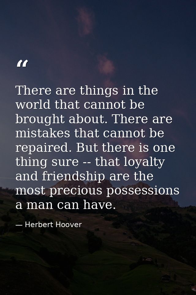 There are things in the world that cannot be brought about. There are mistakes that cannot be repaired. But there is one — Herbert Hoover