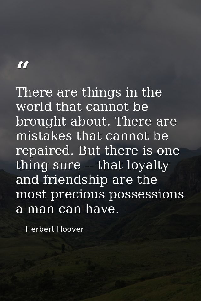There are things in the world that cannot be brought about. There are mistakes that cannot be repaired. But there is one — Herbert Hoover