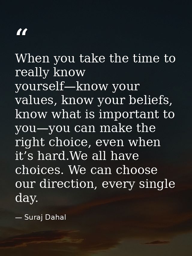 When you take the time to really know yourself—know your values, know your beliefs, know what is important to you—you ca — Suraj Dahal