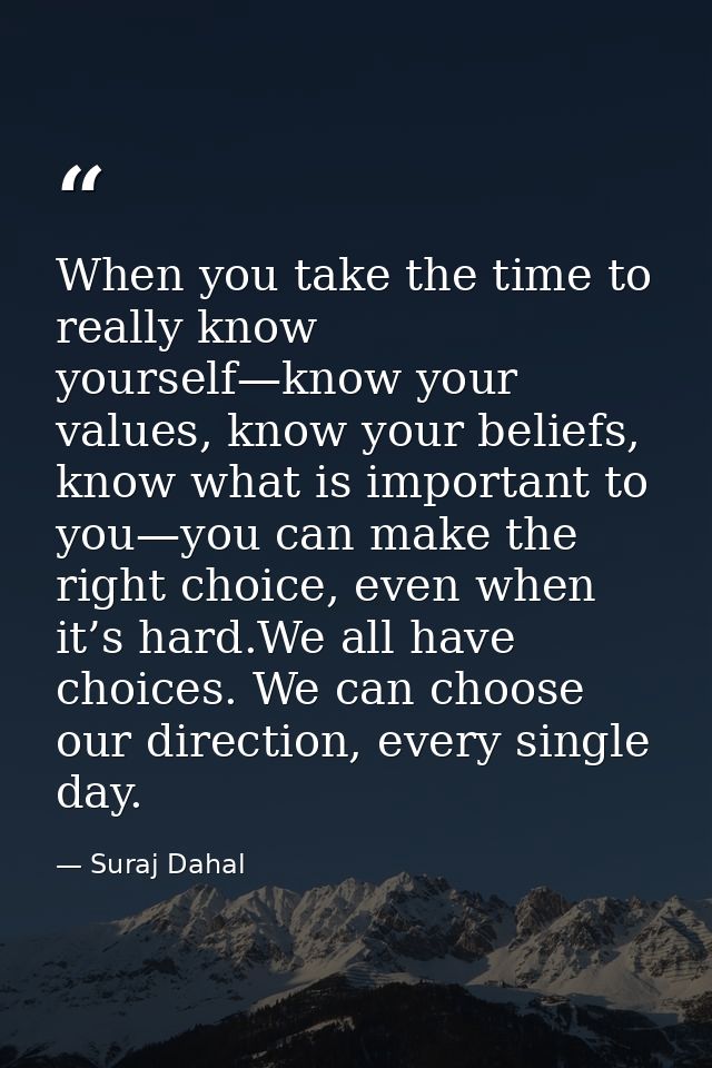 When you take the time to really know yourself—know your values, know your beliefs, know what is important to you—you ca — Suraj Dahal