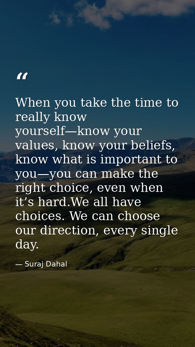 When you take the time to really know yourself—know your values, know your beliefs, know what is important to you—you ca — Suraj Dahal