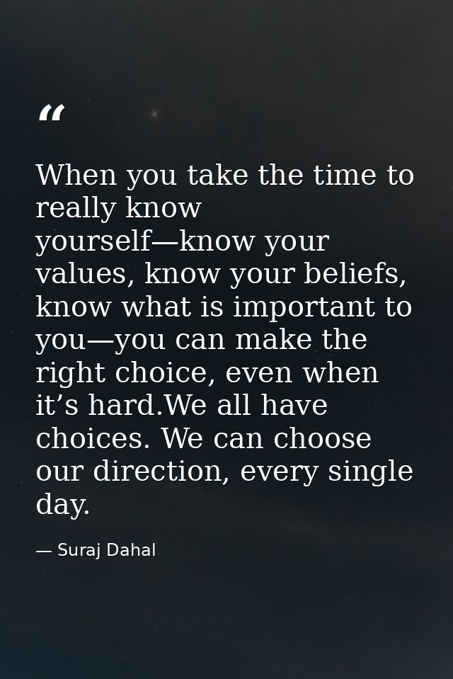 When you take the time to really know yourself—know your values, know your beliefs, know what is important to you—you ca — Suraj Dahal
