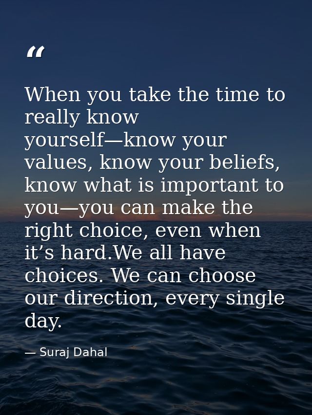 When you take the time to really know yourself—know your values, know your beliefs, know what is important to you—you ca — Suraj Dahal