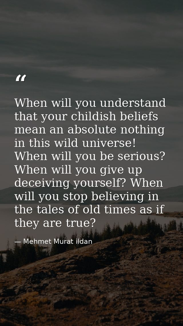 When will you understand that your childish beliefs mean an absolute nothing in this wild universe! When will you be ser — Mehmet Murat ildan