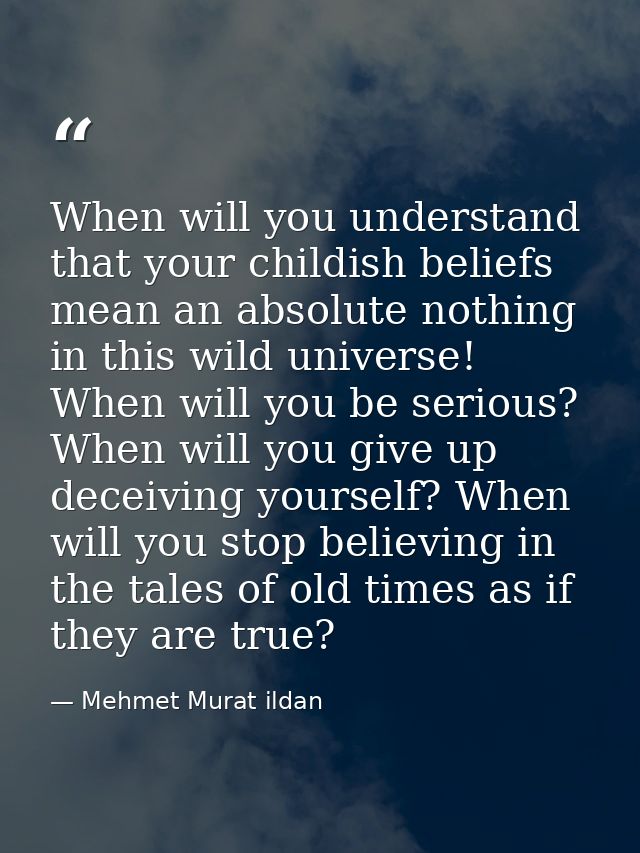 When will you understand that your childish beliefs mean an absolute nothing in this wild universe! When will you be ser — Mehmet Murat ildan
