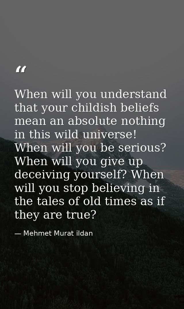When will you understand that your childish beliefs mean an absolute nothing in this wild universe! When will you be ser — Mehmet Murat ildan