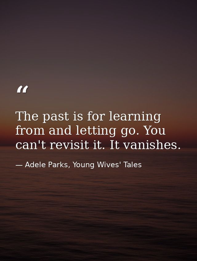 The past is for learning from and letting go. You can't revisit it. It vanishes. — Adele Parks, Young Wives' Tales