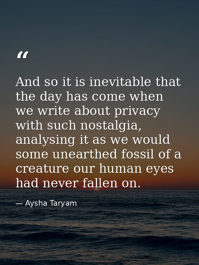 And so it is inevitable that the day has come when we write about privacy with such nostalgia, analysing it as we would  — Aysha Taryam
