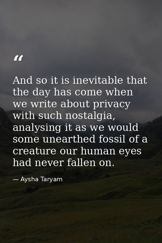 And so it is inevitable that the day has come when we write about privacy with such nostalgia, analysing it as we would  — Aysha Taryam