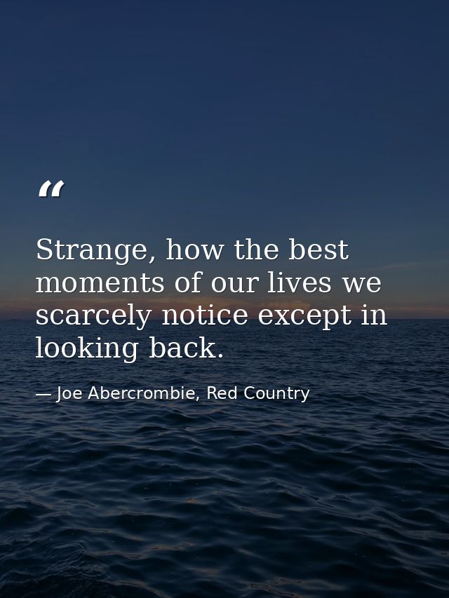 Strange, how the best moments of our lives we scarcely notice except in looking back. — Joe Abercrombie, Red Country