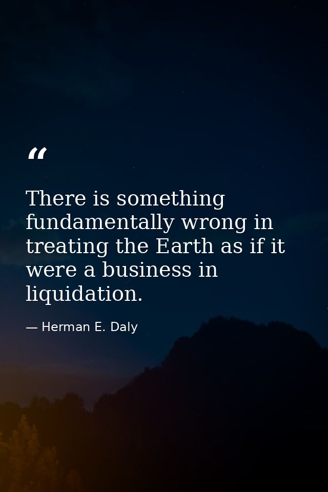There is something fundamentally wrong in treating the Earth as if it were a business in liquidation. — Herman E. Daly